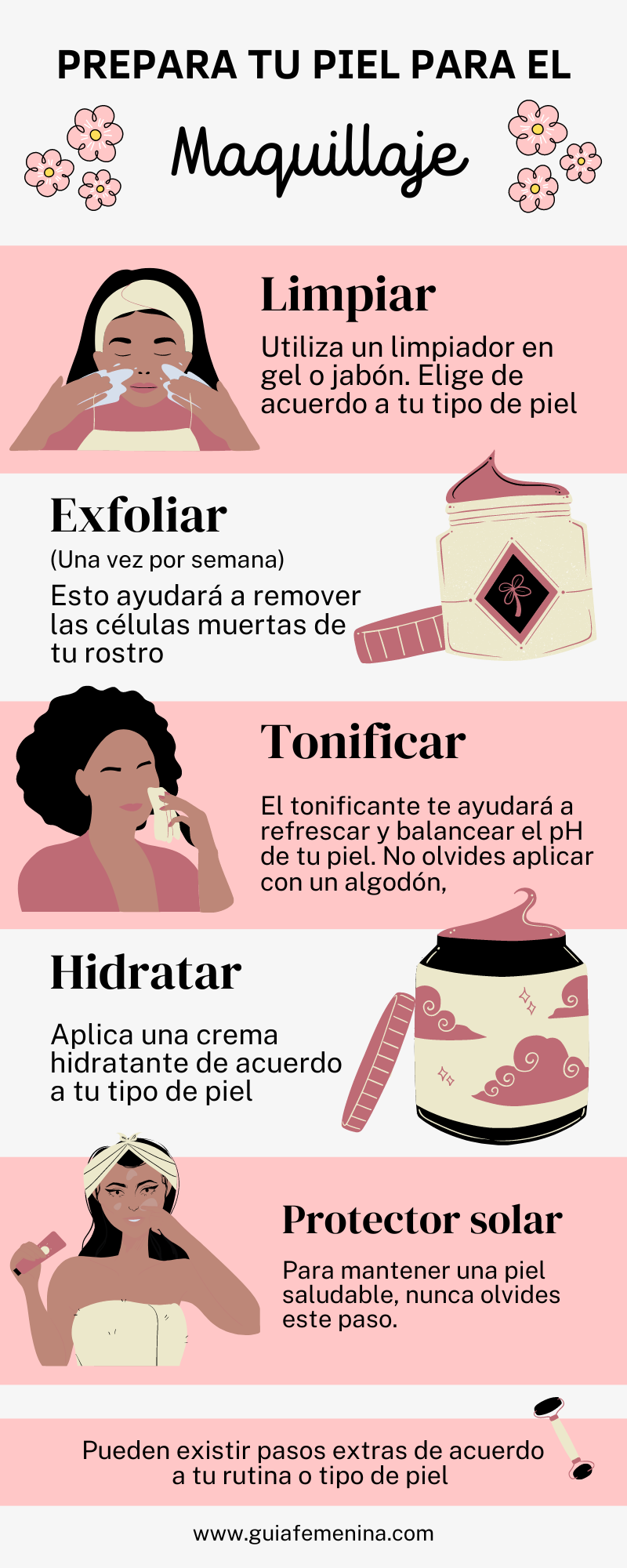 Rutinas: Prepara tu piel para el maquillaje. (Según tu tipo de piel) - Guía  Femenina